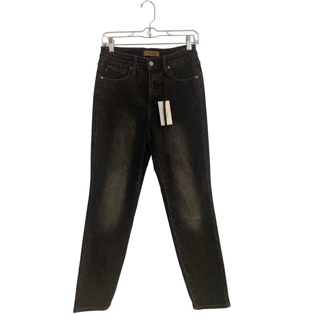 Judy Blue Mid Rise Black Tummy Control Slim Leg Jeans JB88902 BK-CO SZ 7/28 NWT